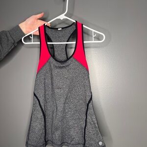 Gray and Pink Racerback Tank Top